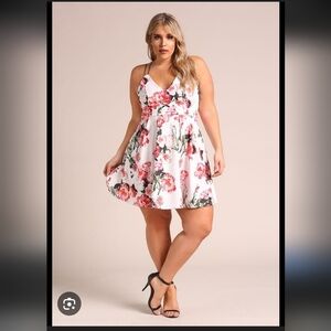 Floral White and Pink Dress